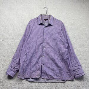 Ben Sherman utton Down Shirt Mens XL Striped Colorful Retro Purple Preppy Read